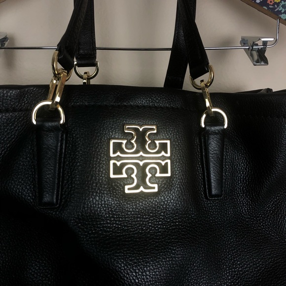 Tory Burch black leather shoulder bag big logo - Picture 3 of 8